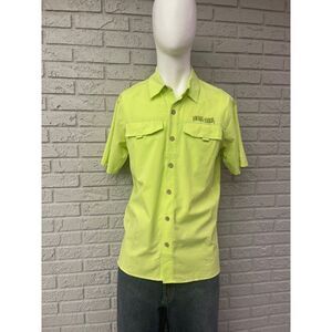 Gillz  Men Lime Green Short Sleeve Fishing Shirt Size M